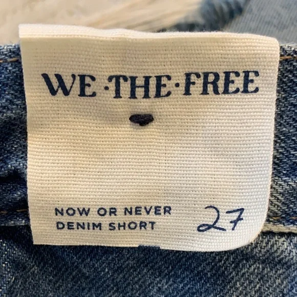 New We The Free Now or Never Denim Blue Frayed Jean Shorts Westend Size 27 - Picture 13 of 13
